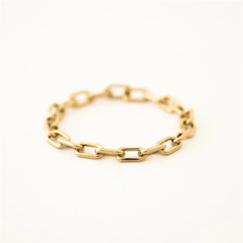 14K Gold Paperclip Chain Ring | Minimalist Knuckle & Stacking Ring for Women
