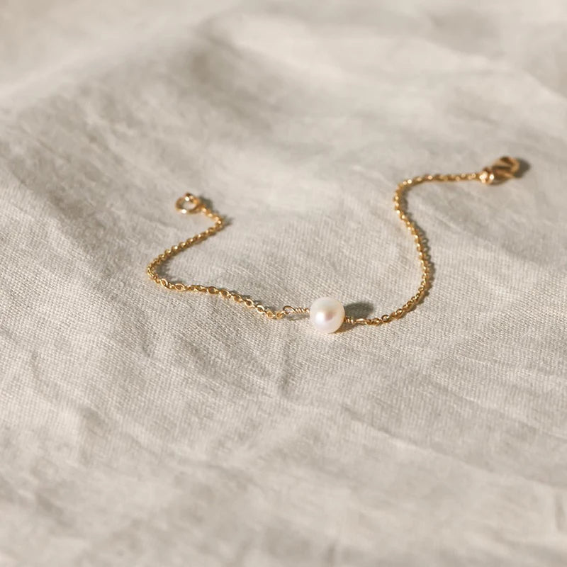 Handmade 14K Gold Baroque Pearl Bracelet | Boho Charm & Vintage Anklet for Women
