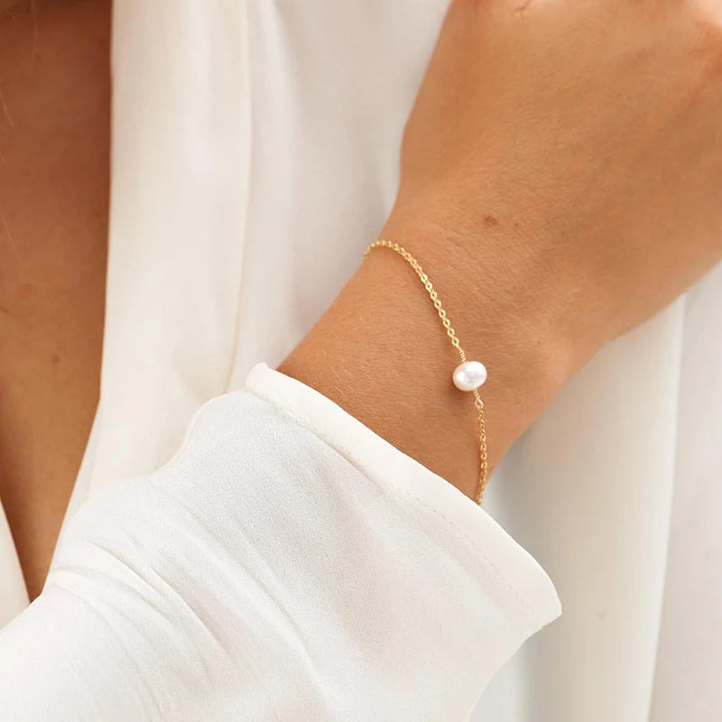 Handmade 14K Gold Baroque Pearl Bracelet | Boho Charm & Vintage Anklet for Women