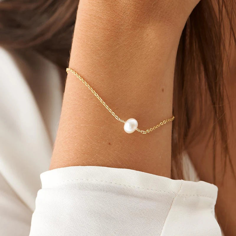 Handmade 14K Gold Baroque Pearl Bracelet | Boho Charm & Vintage Anklet for Women