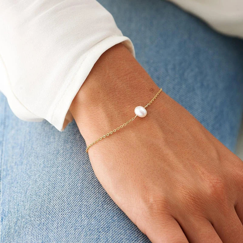 Handmade 14K Gold Baroque Pearl Bracelet | Boho Charm & Vintage Anklet for Women