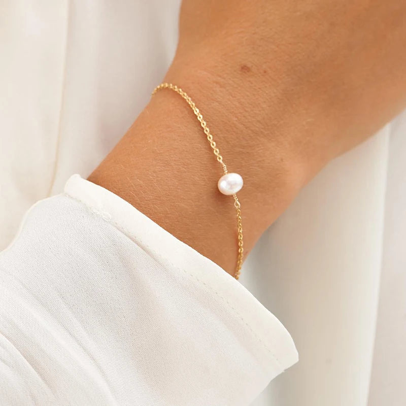 Handmade 14K Gold Baroque Pearl Bracelet | Boho Charm & Vintage Anklet for Women