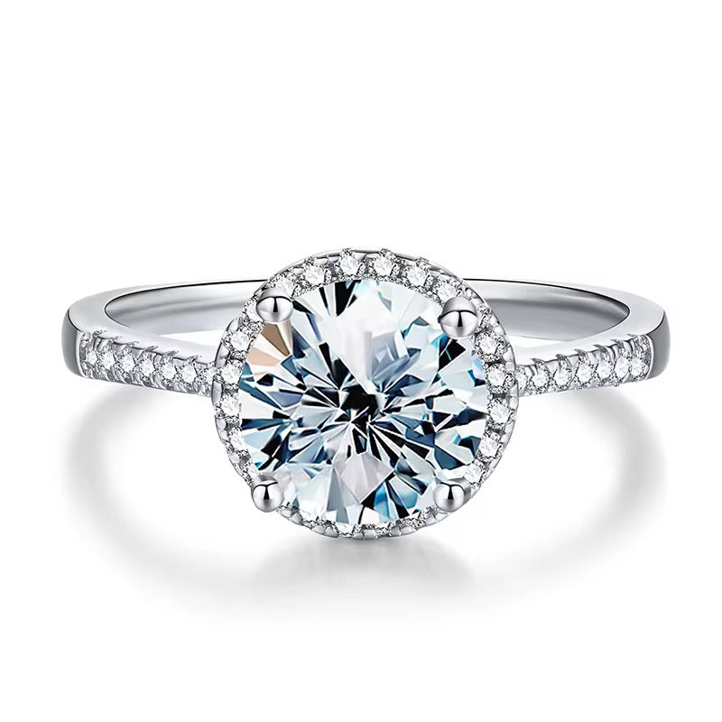 Hotsale Brilliant Round Cut Single halo Diamond Moissanite Ring 925 Sterling Silver 1ct 2ct 6.5MM
Women Engagement Fine Jewelry