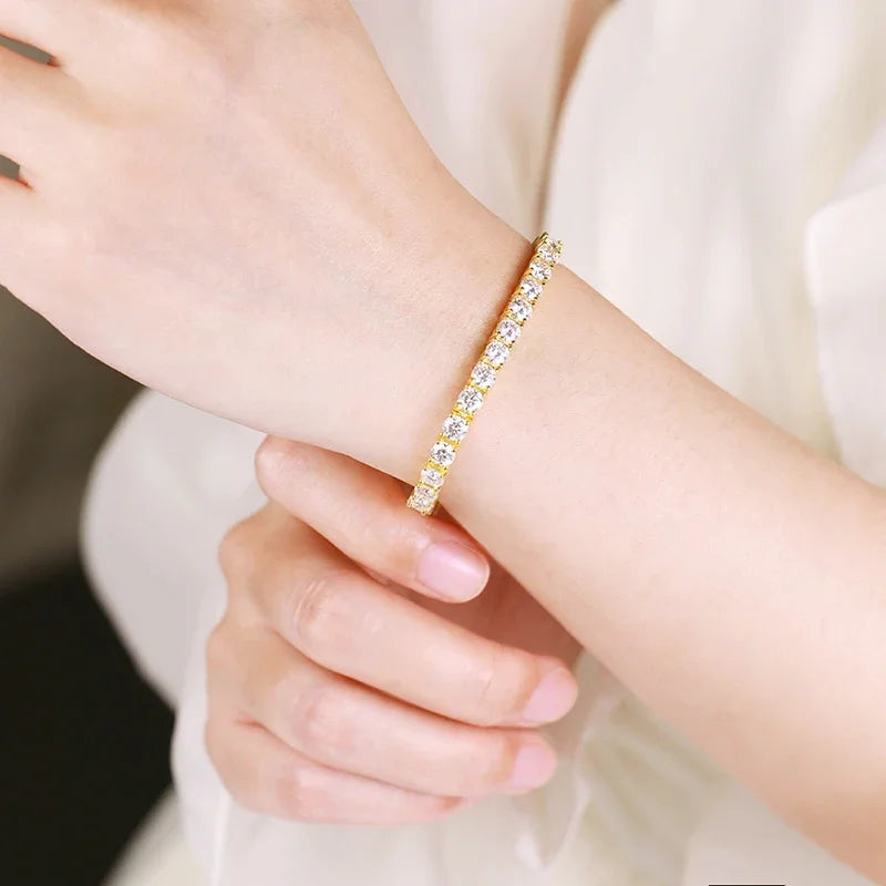 18K Gold Moissanite Tennis Bracelet | S925 Silver | GRA Certified