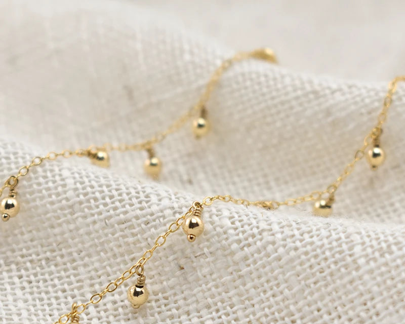 14K Gold Beaded Choker Necklace | Handmade Boho Minimalist Jewelry for Women