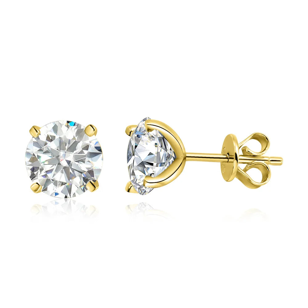 Rose Gold Moissanite Stud Earrings for Women | 0.2-3CT D Color | Wedding Jewelry