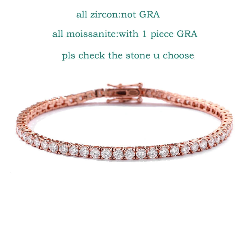 18K Gold Moissanite Tennis Bracelet | S925 Silver | GRA Certified