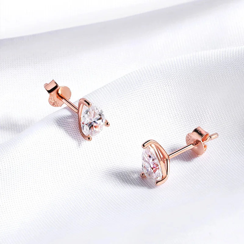 Pear Cut D Color Moissanite Stud Earrings | 0.5–1CT 925 Sterling Silver | GRA Certified Wedding Jewelry