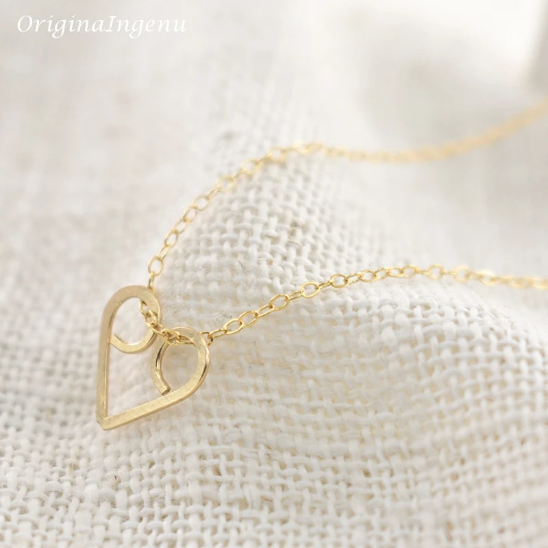 Gold Love Pendant Necklace | Handmade Boho Choker for Women