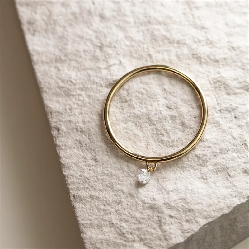 14K Gold Dainty Zircon Ring | Minimalist Knuckle Boho Jewelry for Women