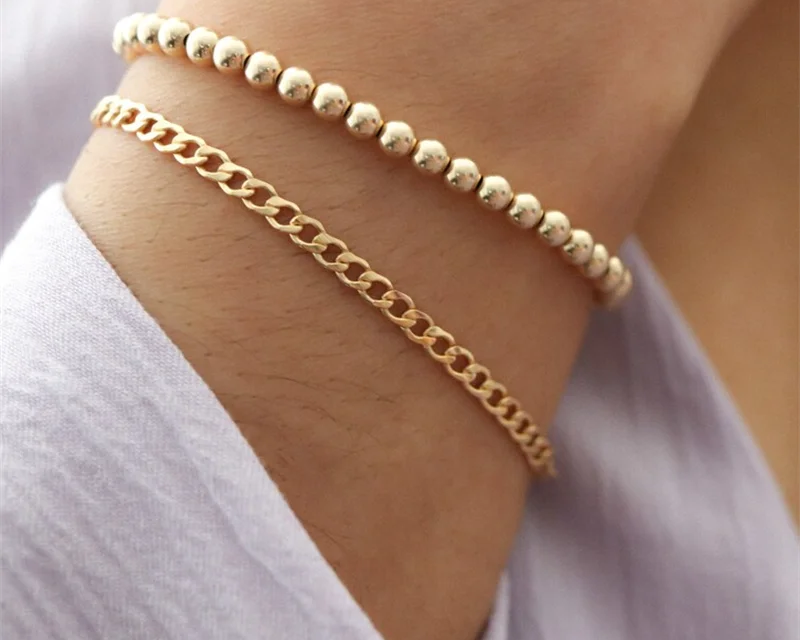 14K Gold Curb Chain Bracelet | Minimalist Handmade Hypoallergenic Jewelry for Women