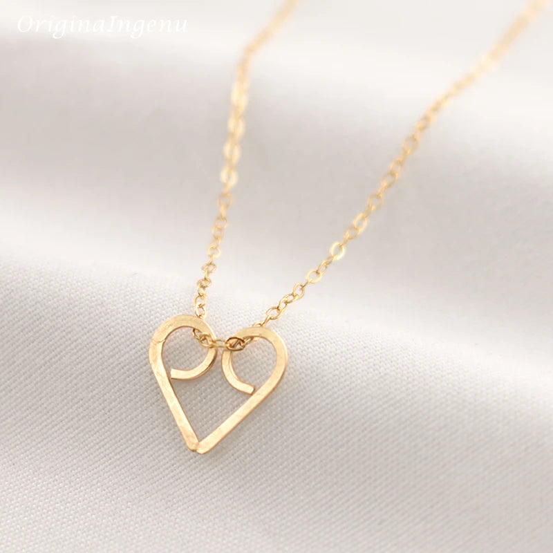 Gold Love Pendant Necklace | Handmade Boho Choker for Women