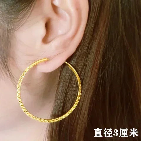 24K Real Gold Star Charm Earrings | Elegant Wire Hoop Jewelry Gift for Women