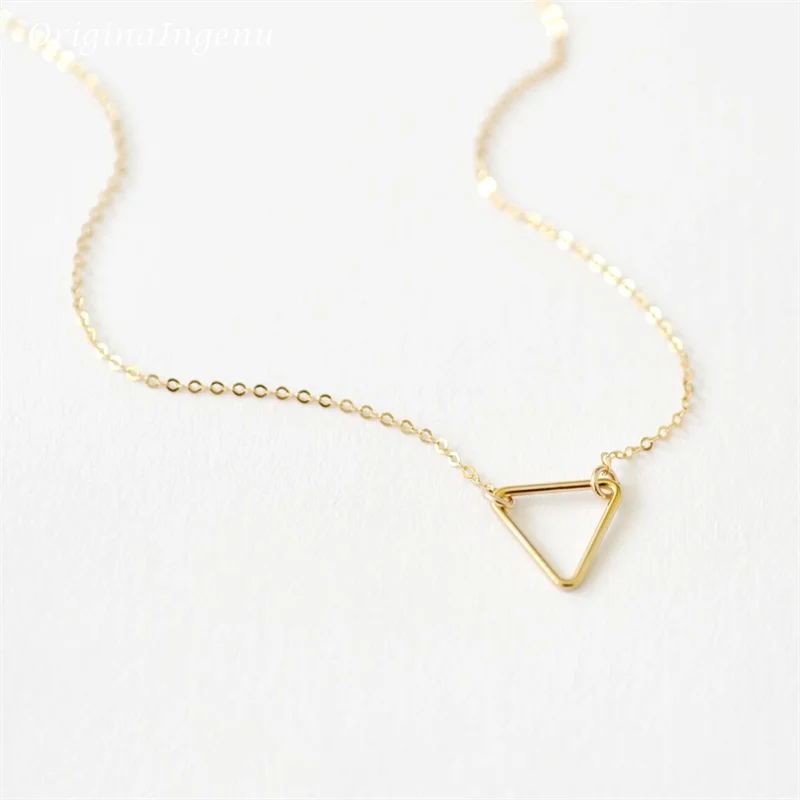14K Gold Floating Triangle Necklace | Handmade Boho Choker for Women