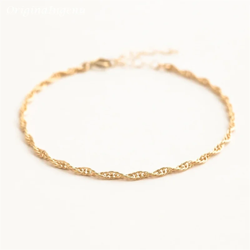 14K Gold Singapore Chain Bracelet | Minimalist Handmade Hypoallergenic Jewelry for Women