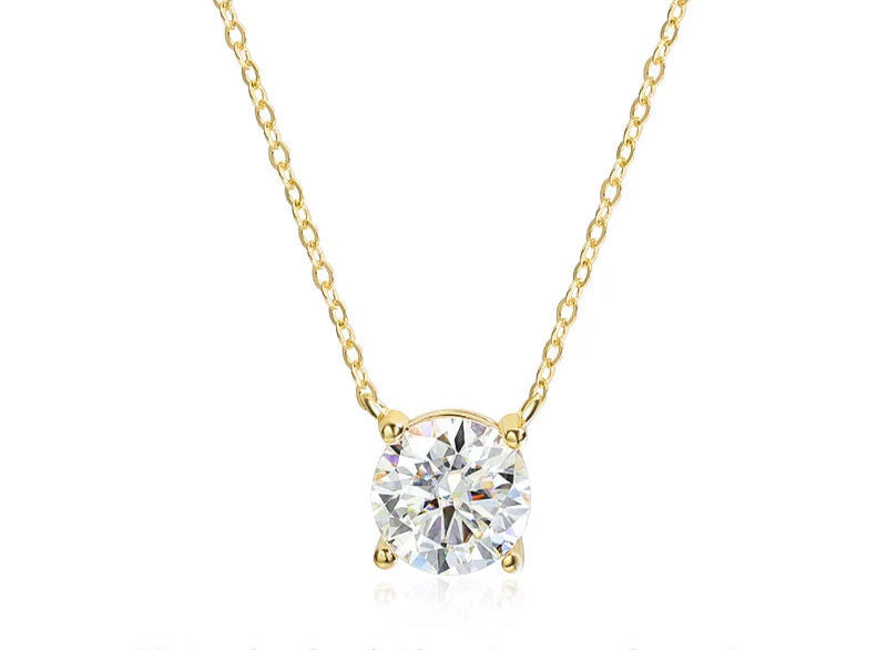 1-5CT D Color Moissanite Pendant Necklace | Rose Gold Sterling Silver 925 | GRA Certified