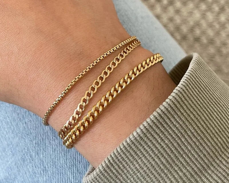14K Gold Curb Chain Bracelet | Minimalist Handmade Hypoallergenic Jewelry for Women