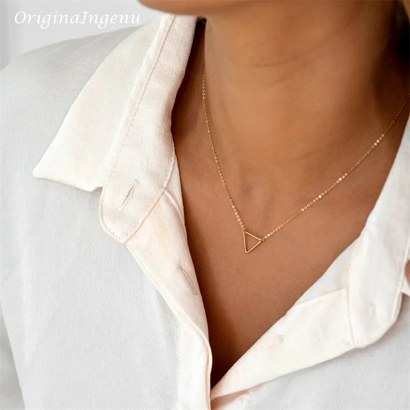 14K Gold Floating Triangle Necklace | Handmade Boho Choker for Women