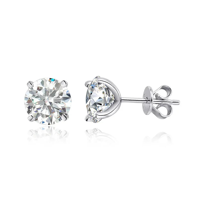 Rose Gold Moissanite Stud Earrings for Women | 0.2-3CT D Color | Wedding Jewelry
