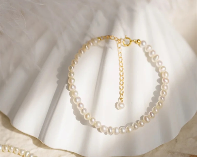14K Gold Freshwater Pearl Bracelet | Handmade Custom Size Boho & Vintage Inspired Jewelry