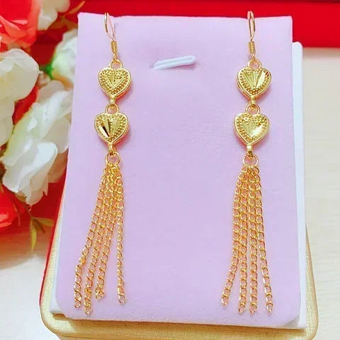 24K Real Gold Star Charm Earrings | Elegant Wire Hoop Jewelry Gift for Women