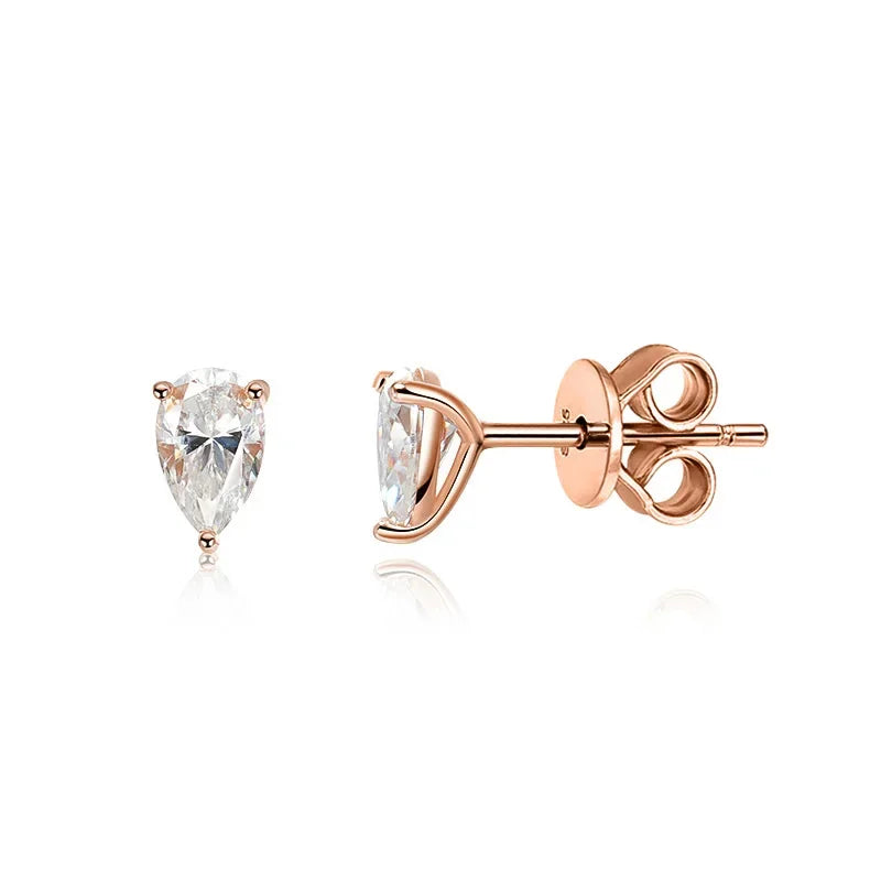 Pear Cut D Color Moissanite Stud Earrings | 0.5–1CT 925 Sterling Silver | GRA Certified Wedding Jewelry