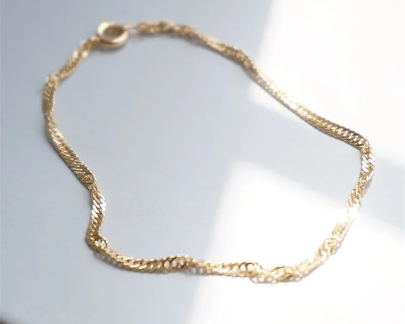 14K Gold Singapore Chain Bracelet | Minimalist Handmade Hypoallergenic Jewelry for Women
