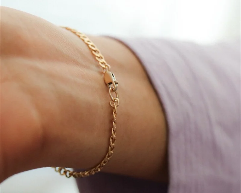 14K Gold Curb Chain Bracelet | Minimalist Handmade Hypoallergenic Jewelry for Women