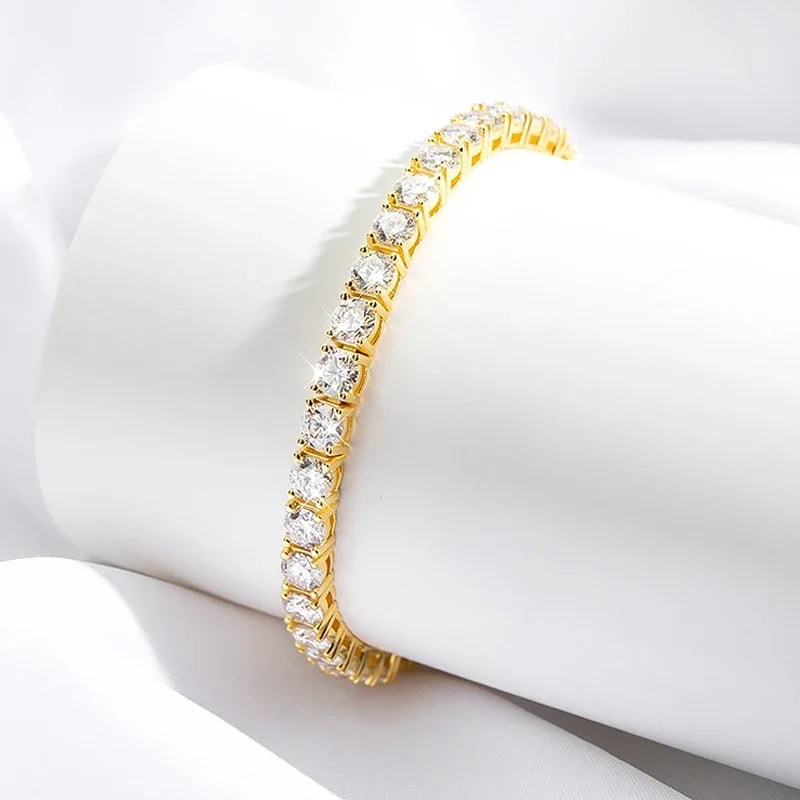 18K Gold Moissanite Tennis Bracelet | S925 Silver | GRA Certified