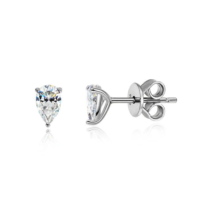 Pear Cut D Color Moissanite Stud Earrings | 0.5–1CT 925 Sterling Silver | GRA Certified Wedding Jewelry