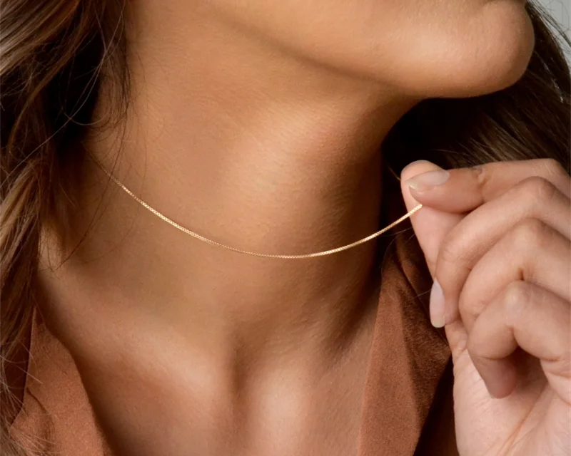 14K Gold Snake Chain Necklace | Minimalist Boho Choker for Women