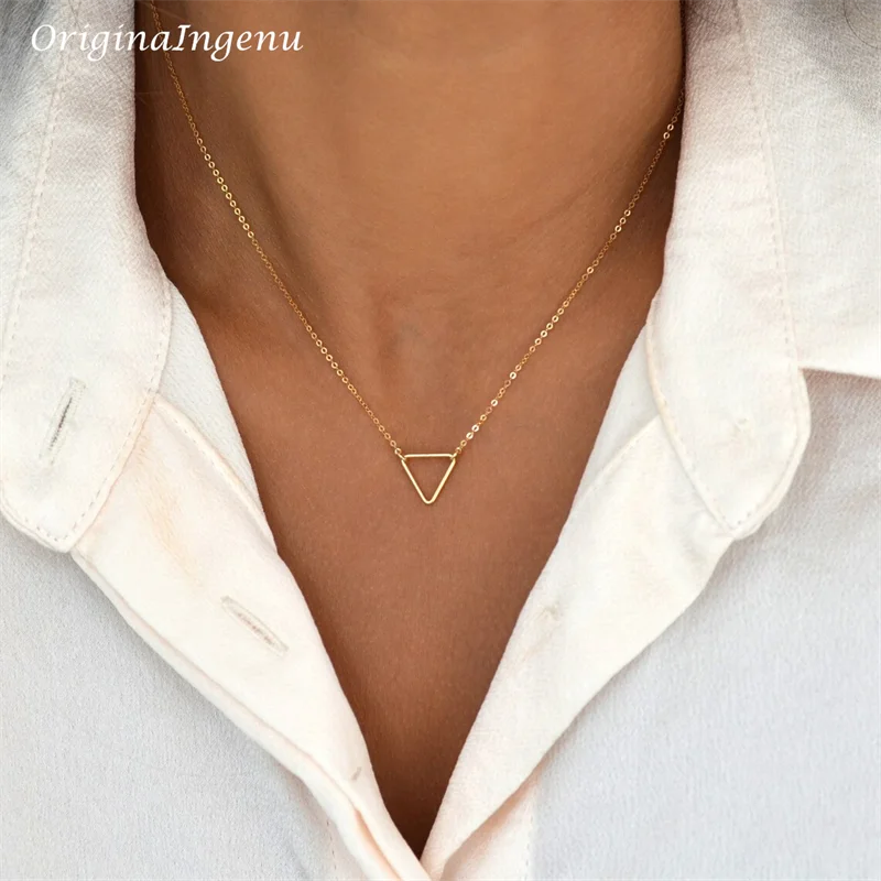 14K Gold Floating Triangle Necklace | Handmade Boho Choker for Women