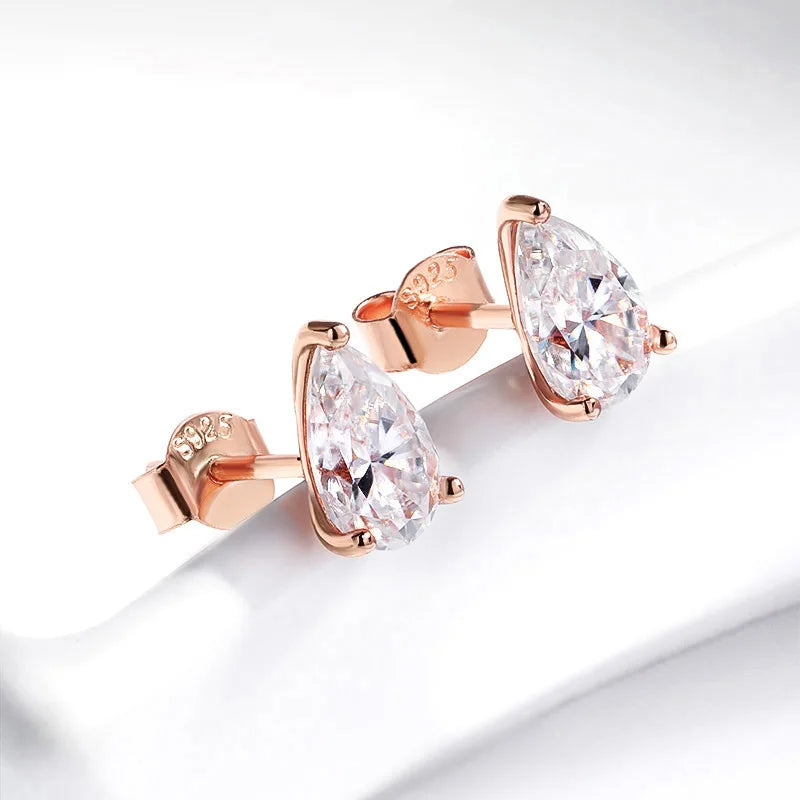 Pear Cut D Color Moissanite Stud Earrings | 0.5–1CT 925 Sterling Silver | GRA Certified Wedding Jewelry