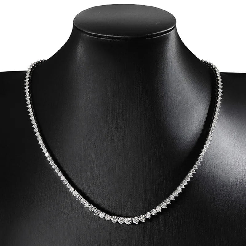 Luxury Moissanite Tennis Necklace | 3-Claw Gradient Design in 925 Sterling Silver