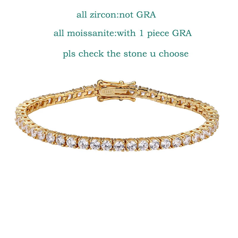 18K Gold Moissanite Tennis Bracelet | S925 Silver | GRA Certified
