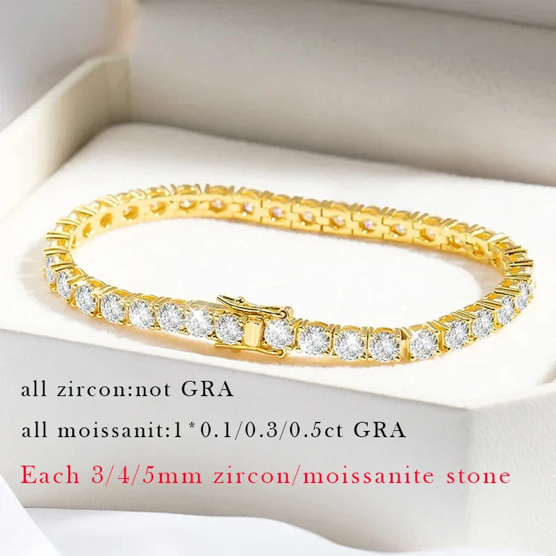 18K Gold Moissanite Tennis Bracelet | S925 Silver | GRA Certified