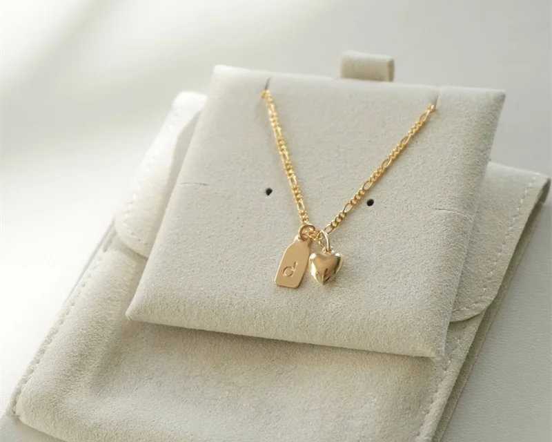 14K Gold Custom Initial Tag Necklace | Handmade Engraved Letter Pendant for Women