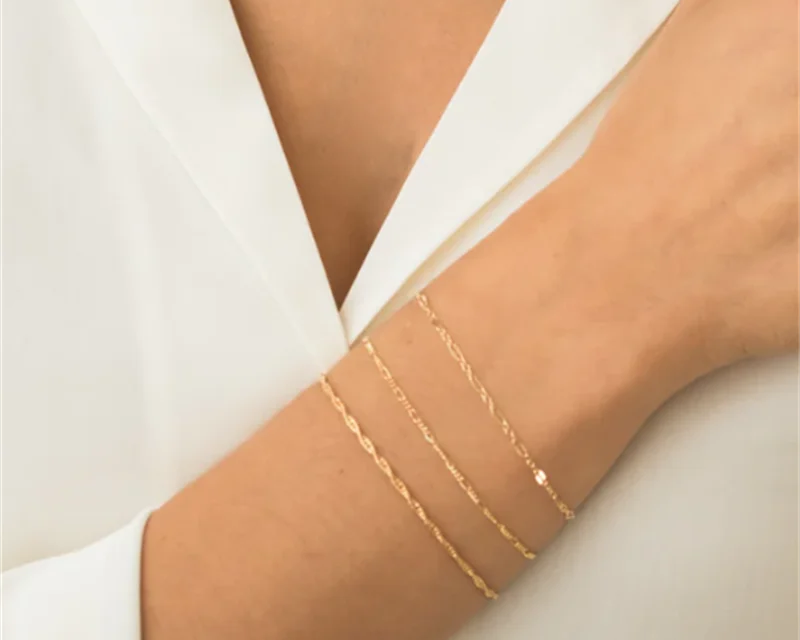 14K Gold Singapore Chain Bracelet | Minimalist Handmade Hypoallergenic Jewelry for Women