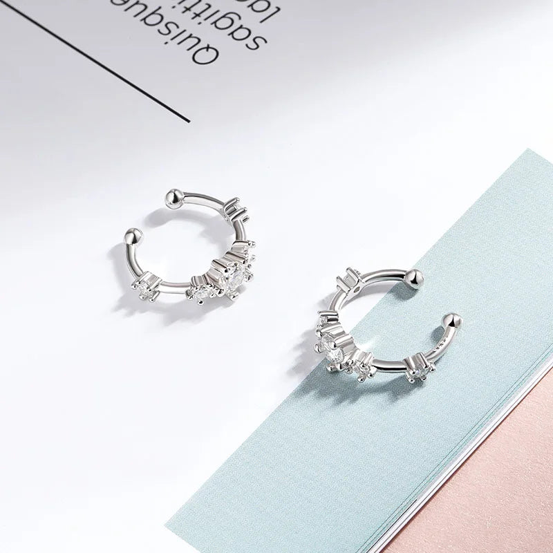Luxury 0.64CTW Moissanite Clip-On Earrings | Platinum Plated 925 Sterling Silver | Hip Hop Jewelry for Women