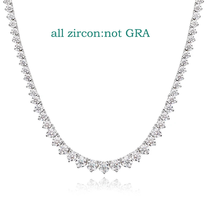 Luxury Moissanite Tennis Necklace | 3-Claw Gradient Design in 925 Sterling Silver