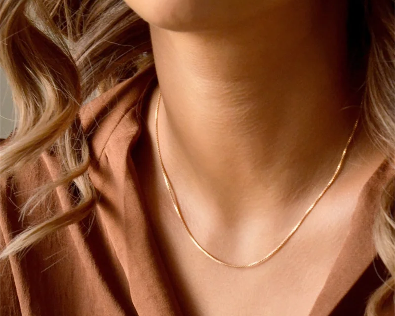 14K Gold Snake Chain Necklace | Minimalist Boho Choker for Women