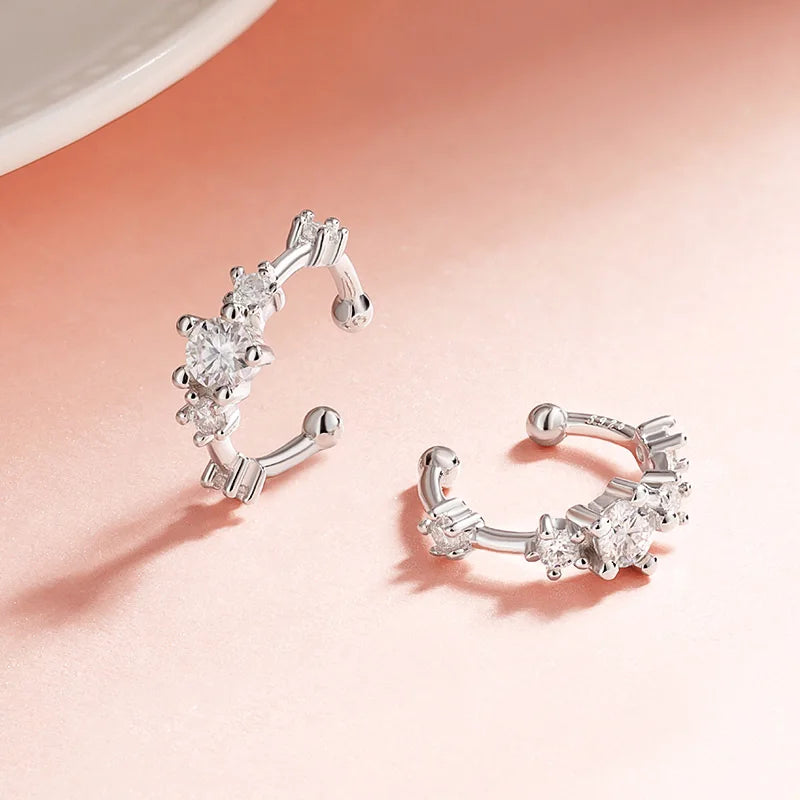 Luxury 0.64CTW Moissanite Clip-On Earrings | Platinum Plated 925 Sterling Silver | Hip Hop Jewelry for Women