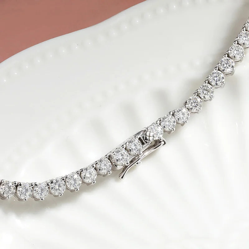 Luxury Moissanite Tennis Necklace | 3-Claw Gradient Design in 925 Sterling Silver