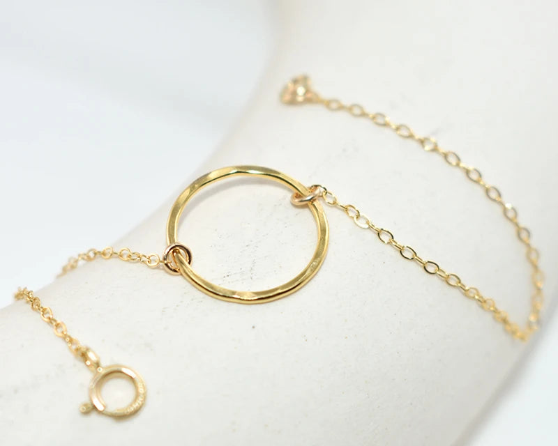 Handmade 14K Gold  Circle Bracelet | Boho Vintage Anklet & Bangle for Women