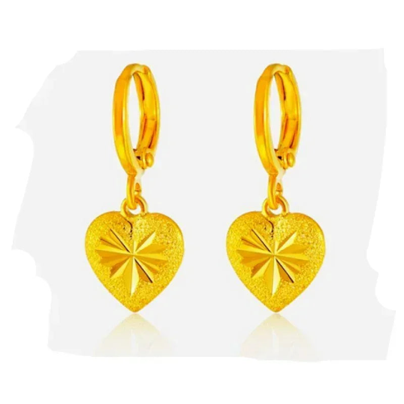 24K Real Gold Star Charm Earrings | Elegant Wire Hoop Jewelry Gift for Women