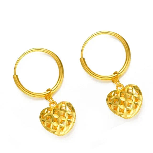 24K Real Gold Star Charm Earrings | Elegant Wire Hoop Jewelry Gift for Women