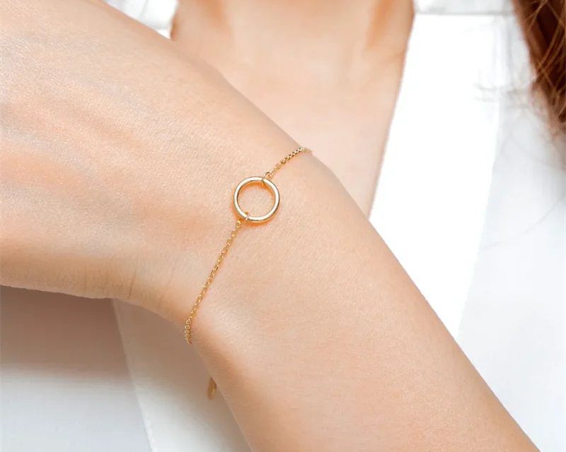 Handmade 14K Gold  Circle Bracelet | Boho Vintage Anklet & Bangle for Women