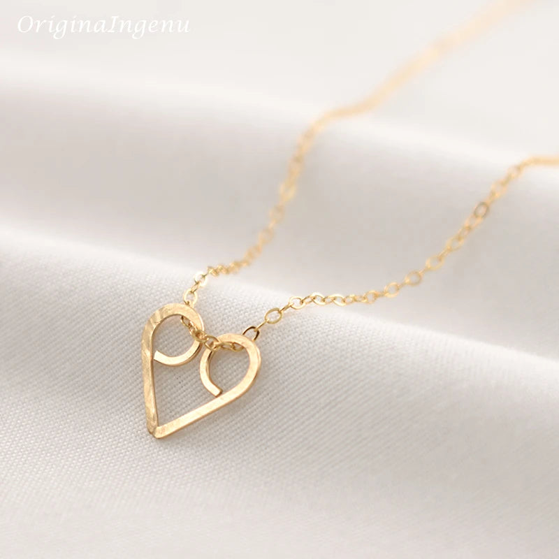 Gold Love Pendant Necklace | Handmade Boho Choker for Women