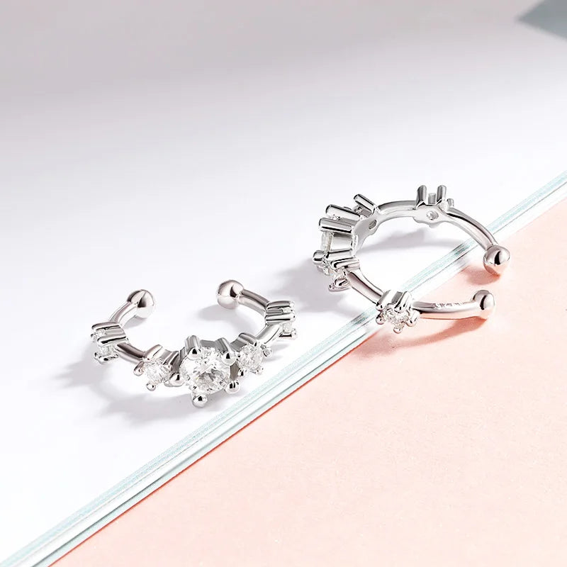 Luxury 0.64CTW Moissanite Clip-On Earrings | Platinum Plated 925 Sterling Silver | Hip Hop Jewelry for Women
