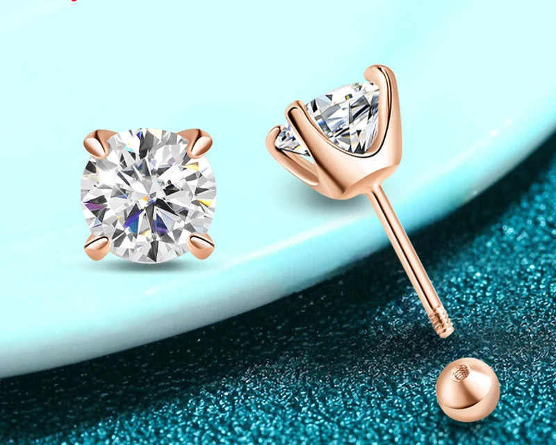 GRA Certified Moissanite Stud Earrings | 0.5CT–2CT D Color in 925 Sterling Silver